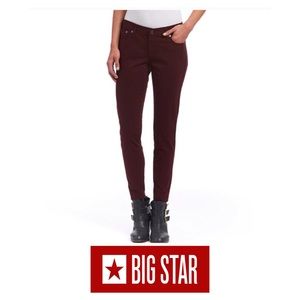 Big Star Alex Mid Rise Skinny Jeans Burgundy